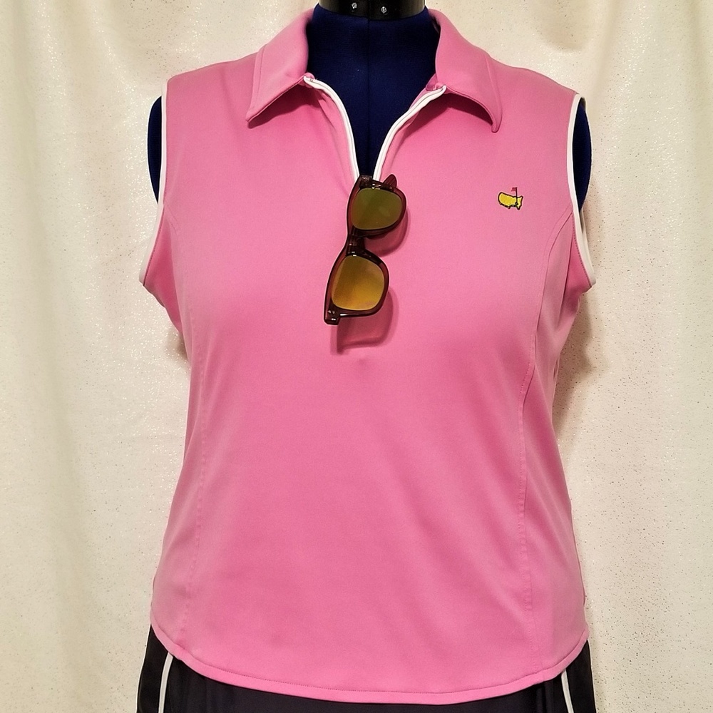 Masters pink sleeveless polo shirt